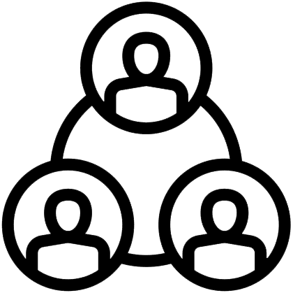 Graphical representation of several persons representing Swiss Gold Safe AG employees, partners and customers.