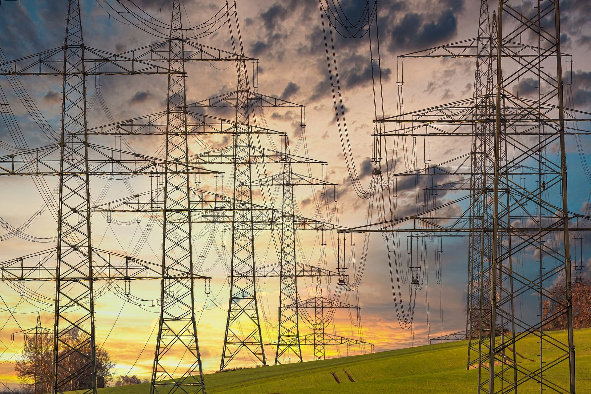 Electricity pylons on a sunny day